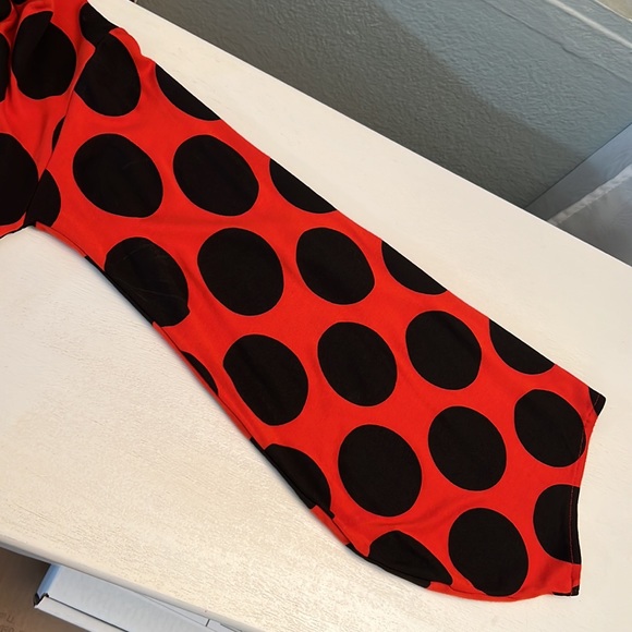 Zara Orange-red Black Chic Polka Dot Asymmetrical dress midi scarf S black label - Picture 11 of 17